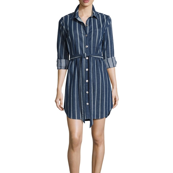 7 For All Mankind Dresses & Skirts - 7 For All Mankind Striped Denim Belted Shirtdress